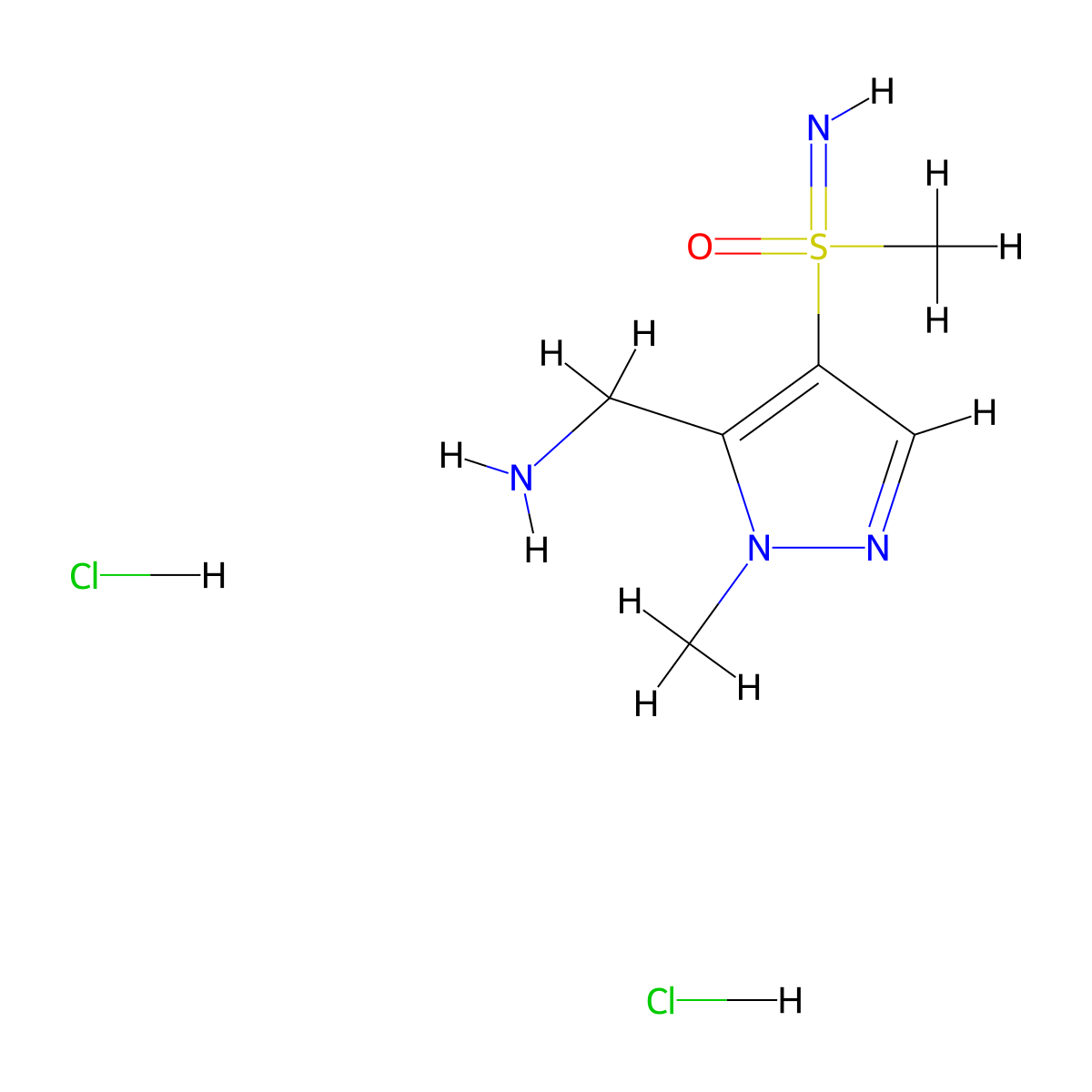 [5-(aminomethyl)-1-methyl-1H-pyrazol-4-yl](imino)methyl-lambda6-sulfanone dihydrochloride molecular structure, CAS 2445785-04-4