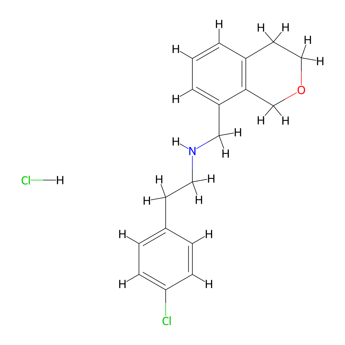 [2-(4-chlorophenyl)ethyl][(3,4-dihydro-1H-2-benzopyran-8-yl)methyl]amine hydrochloride molecular structure, CAS 2445785-08-8