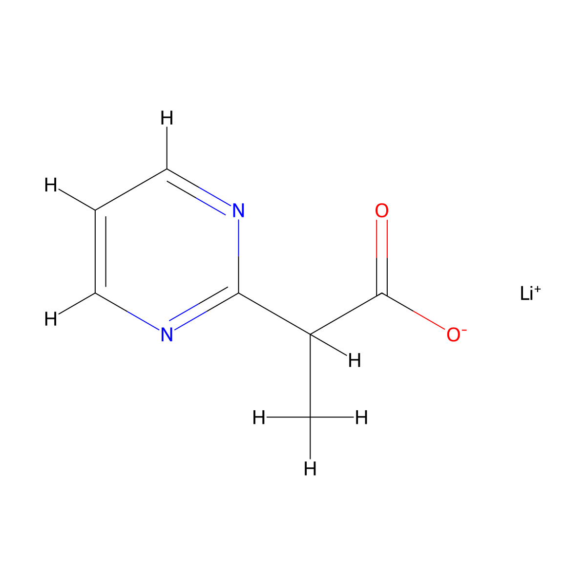 Lithium(1+) 2-(pyrimidin-2-yl)propanoate molecular structure, CAS 2445785-10-2