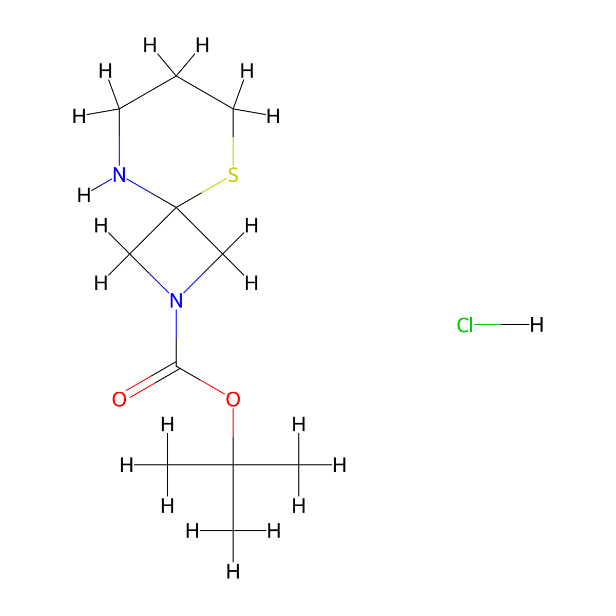Tert-butyl 5-thia-2,9-diazaspiro[3.5]nonane-2-carboxylate hydrochloride molecular structure, CAS 2445785-30-6