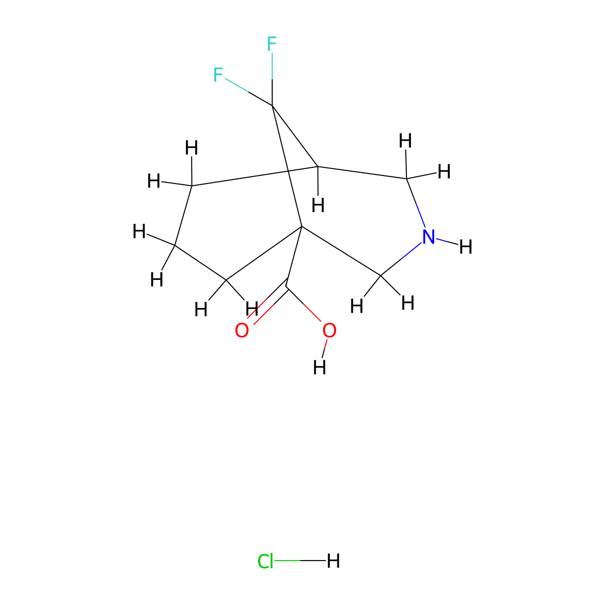 9,9-Difluoro-3-azabicyclo[3.3.1]nonane-1-carboxylicacidhydrochloride molecular structure, CAS 2445785-46-4