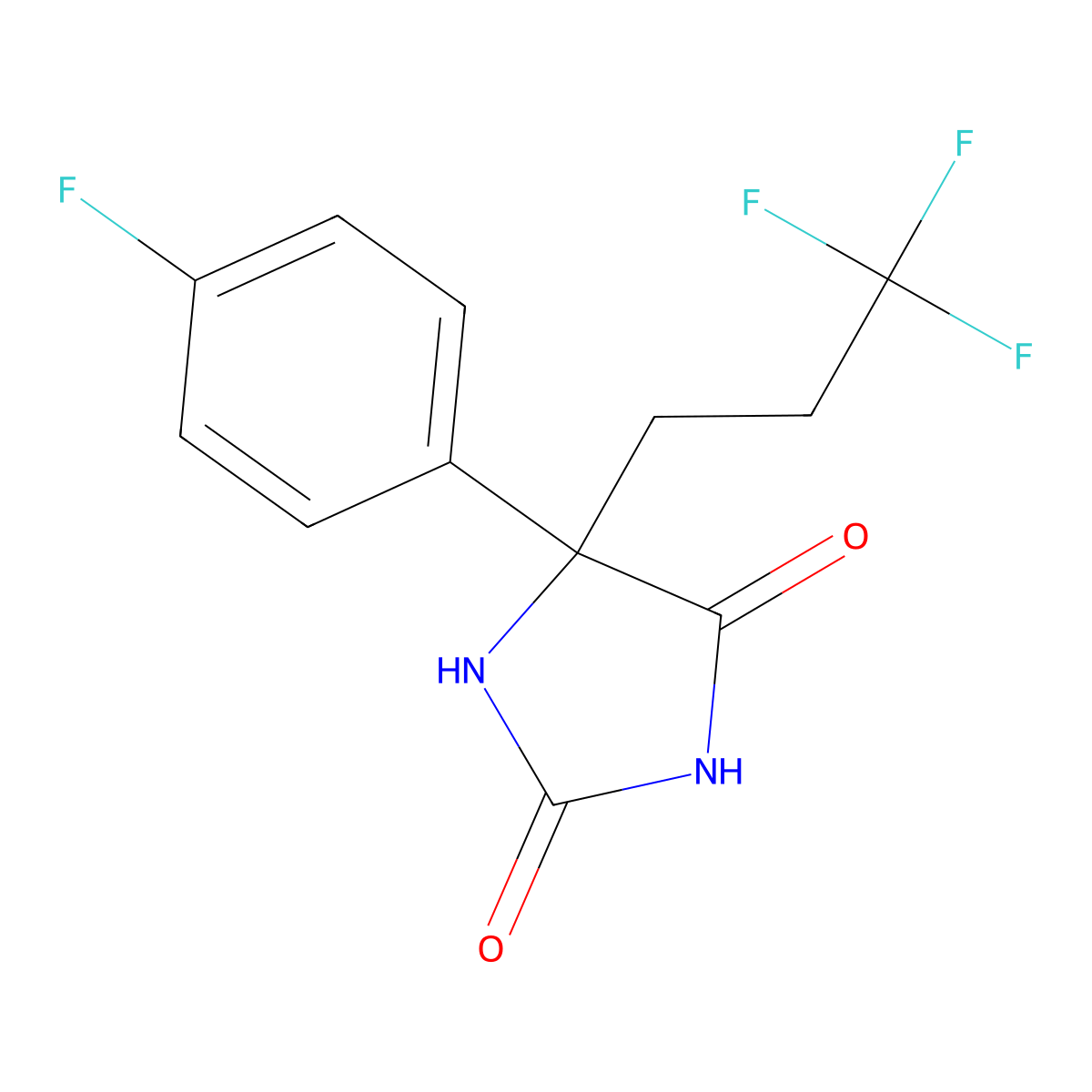 5-(4-Fluorophenyl)-5-(3,3,3-trifluoropropyl)imidazolidine-2,4-dione molecular structure, CAS 2445785-51-1