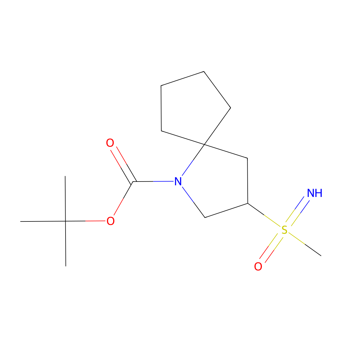 Tert-butyl3-[imino(methyl)oxo-lambda6-sulfanyl]-1-azaspiro[4.4]nonane-1-carboxylate molecular structure, CAS 2445785-52-2