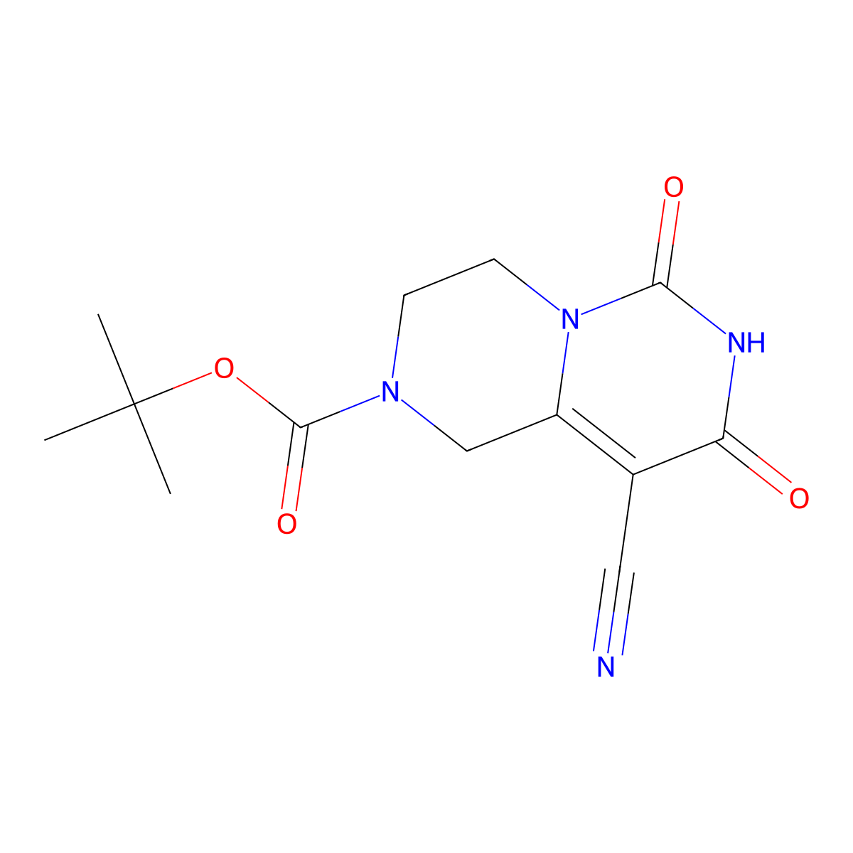 tert-butyl 9-cyano-6,8-dioxo-1H,2H,3H,4H,6H,7H,8H-pyrimido[1,6-a]pyrazine-2-carboxylate molecular structure, CAS 2445785-62-4