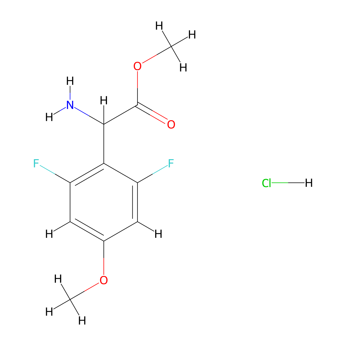 Methyl2-amino-2-(2,6-difluoro-4-methoxyphenyl)acetatehydrochloride molecular structure, CAS 2445785-64-6