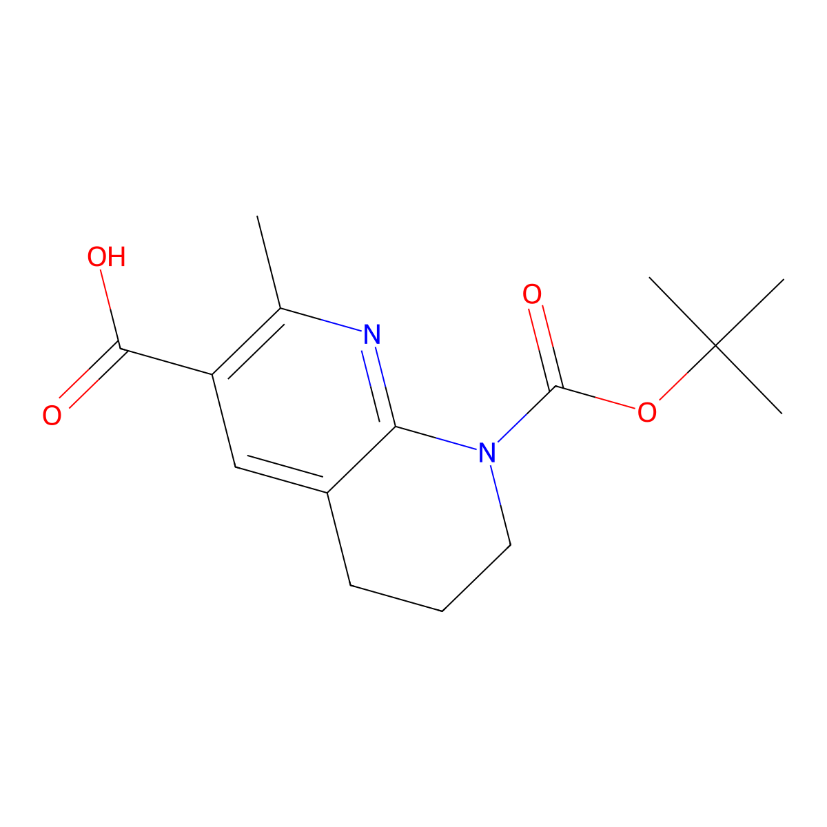 8-[(Tert-butoxy)carbonyl]-2-methyl-5,6,7,8-tetrahydro-1,8-naphthyridine-3-carboxylic acid molecular structure, CAS 2445785-70-4