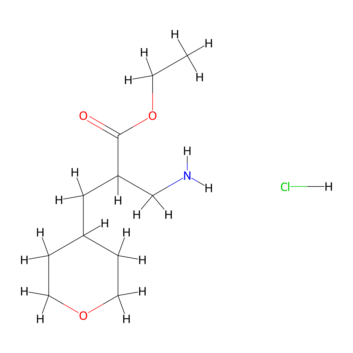 Ethyl 3-amino-2-[(oxan-4-yl)methyl]propanoate hydrochloride molecular structure, CAS 2445785-77-1