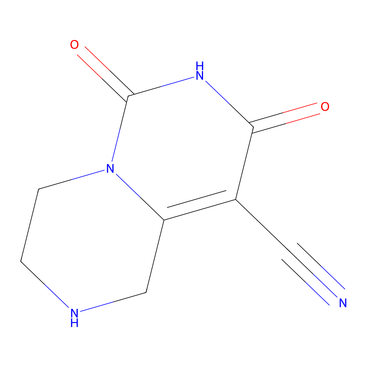 6,8-dioxo-1H,2H,3H,4H,6H,7H,8H-pyrimido[1,6-a]pyrazine-9-carbonitrile molecular structure, CAS 2445785-81-7