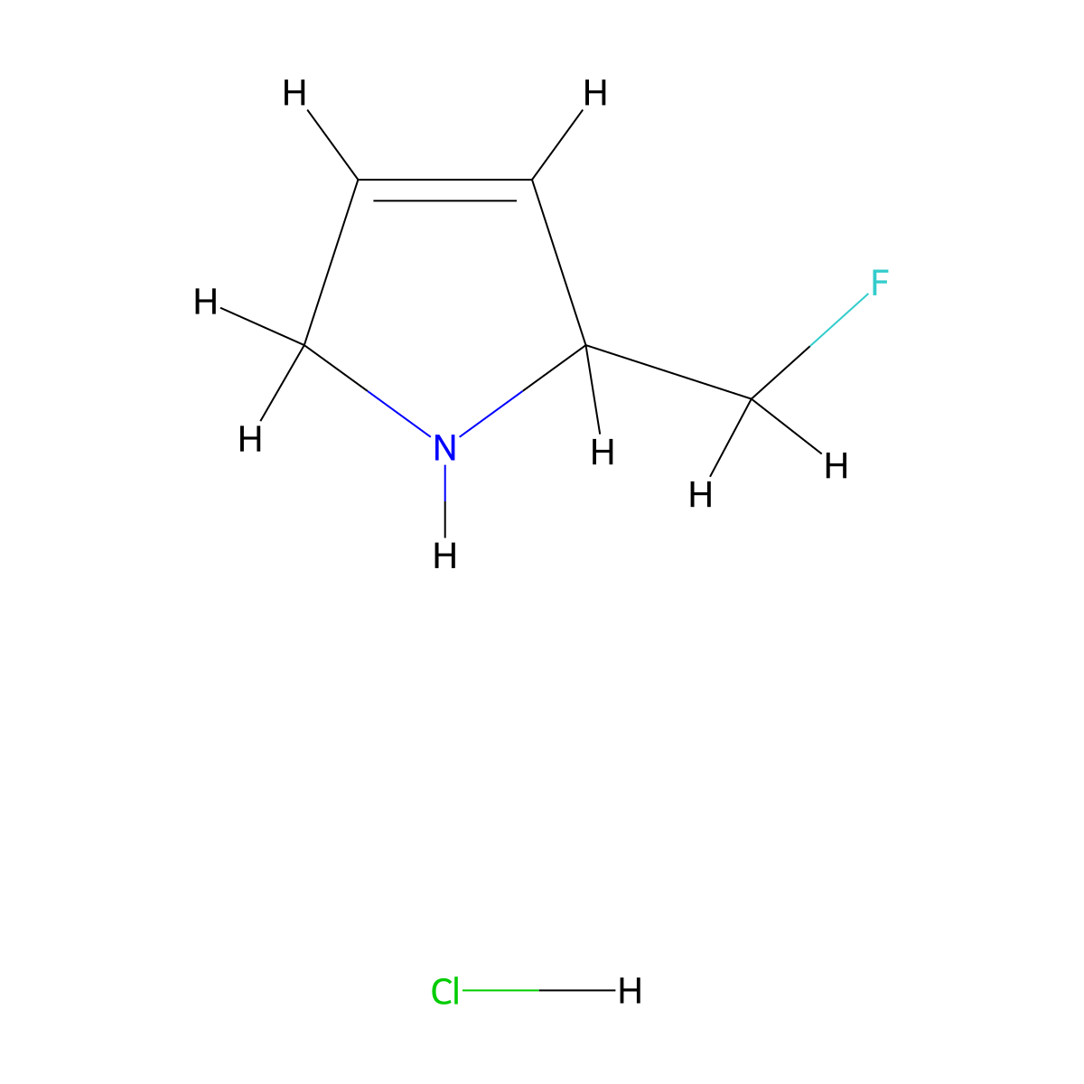 2-(fluoromethyl)-2,5-dihydro-1H-pyrrolehydrochloride molecular structure, CAS 2445785-87-3