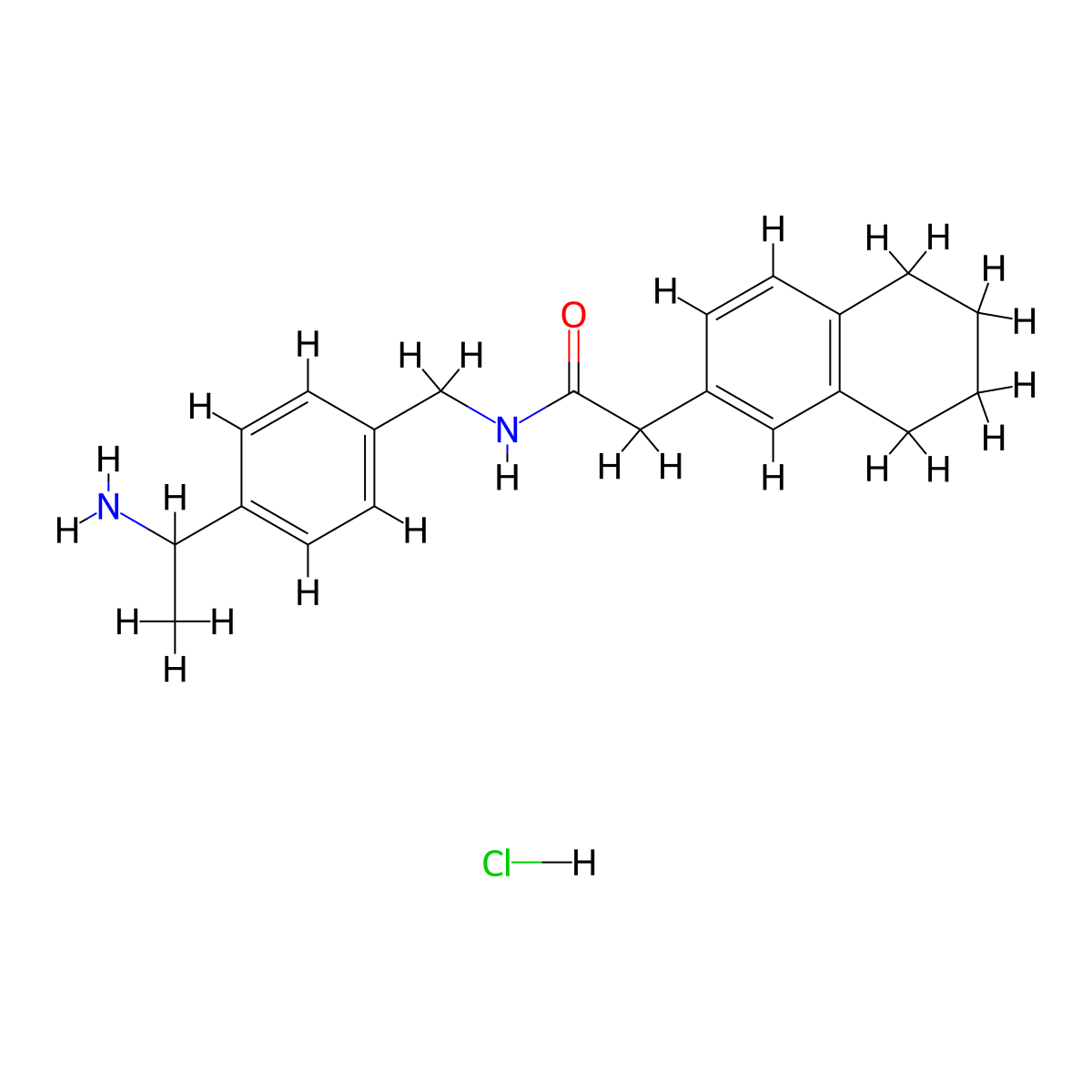 N-[[4-(1-Aminoethyl)phenyl]methyl]-2-(5,6,7,8-tetrahydronaphthalen-2-yl)acetamide;hydrochloride molecular structure, CAS 2445785-90-8