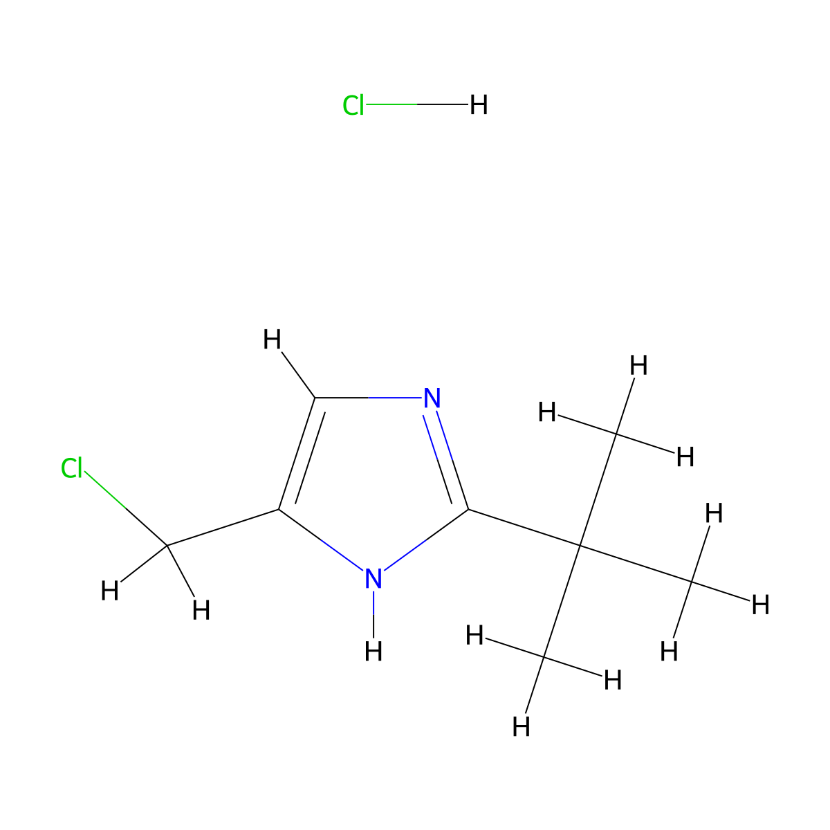 2-tert-butyl-4-(chloromethyl)-1H-imidazole hydrochloride molecular structure, CAS 2445786-00-3