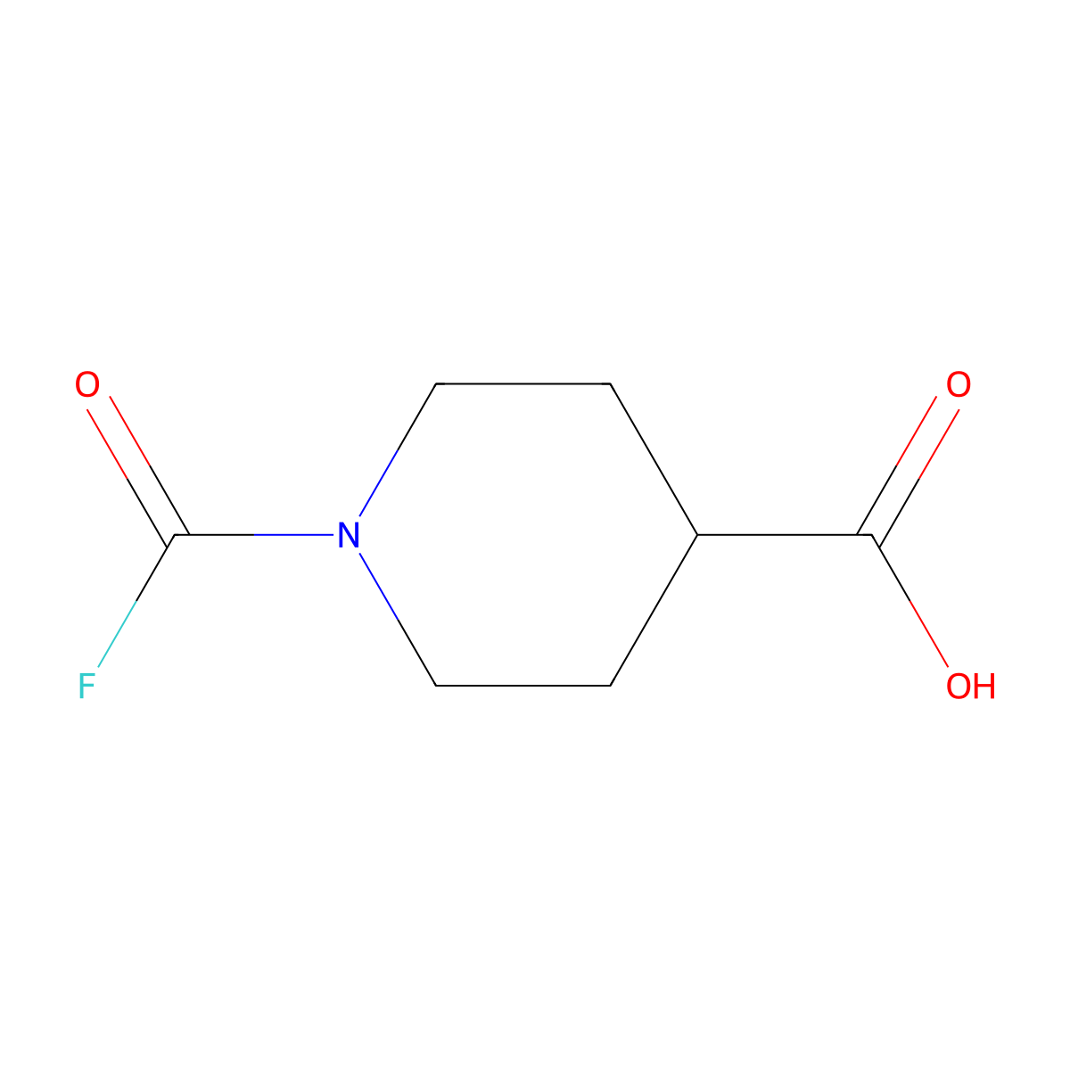 1-(Carbonofluoridoyl)piperidine-4-carboxylic acid molecular structure, CAS 2445786-01-4