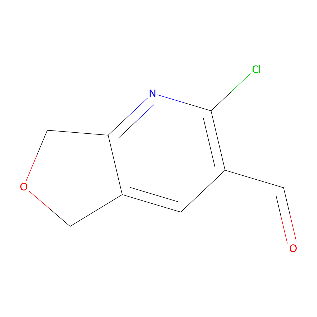 2-chloro-5H,7H-furo[3,4-b]pyridine-3-carbaldehyde molecular structure, CAS 2445786-03-6
