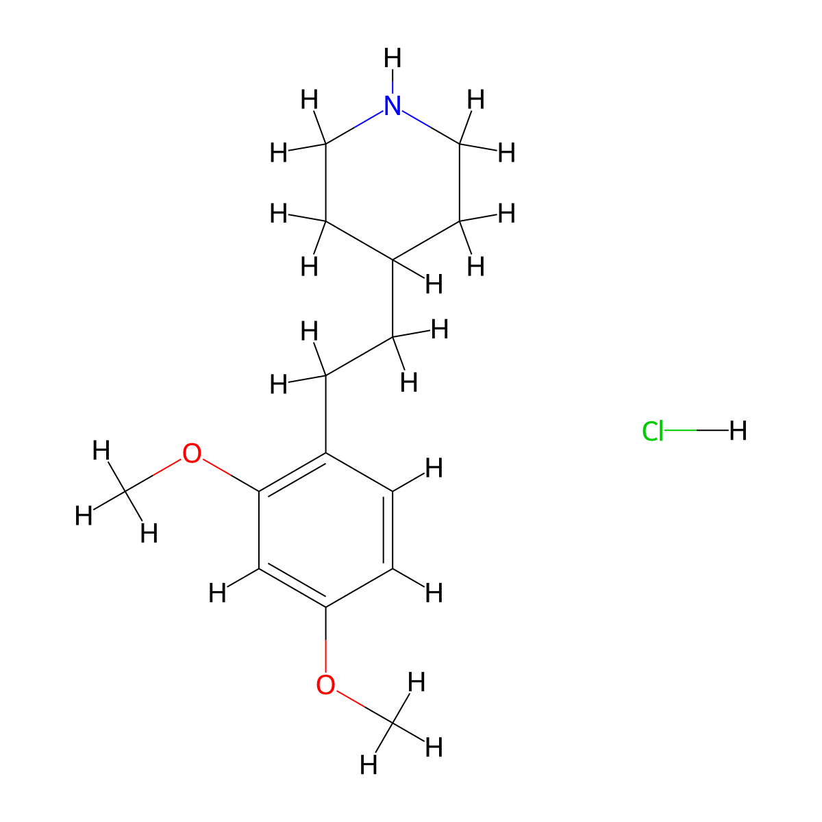 4-(2-(2,4-Dimethoxyphenyl)ethyl)piperidine hydrochloride molecular structure, CAS 2445786-07-0