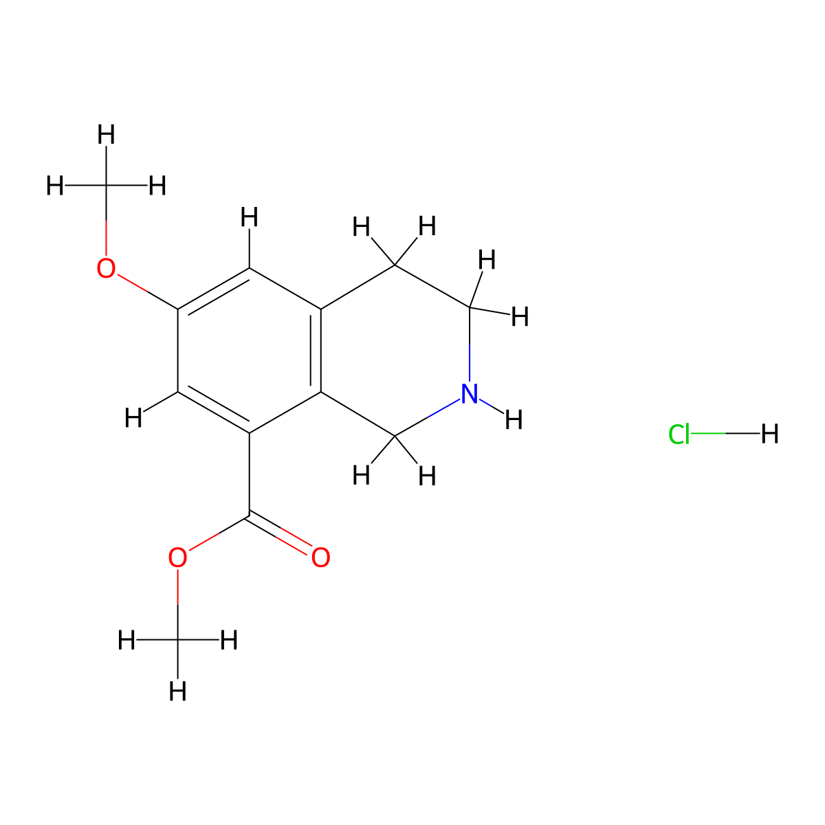 Methyl 6-methoxy-1,2,3,4-tetrahydroisoquinoline-8-carboxylate hydrochloride molecular structure, CAS 2445786-09-2