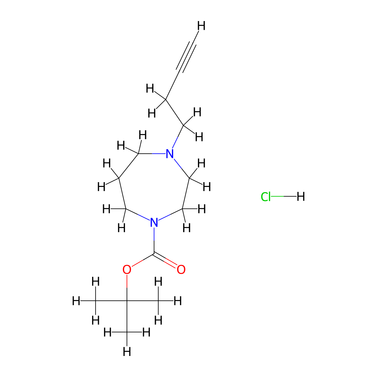 Tert-butyl 4-but-3-ynyl-1,4-diazepane-1-carboxylate;hydrochloride molecular structure, CAS 2445786-16-1
