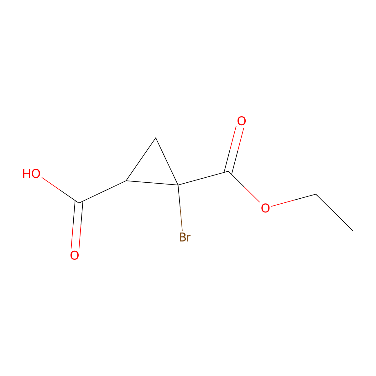 2-Bromo-2-(ethoxycarbonyl)cyclopropane-1-carboxylic acid molecular structure, CAS 2445786-23-0
