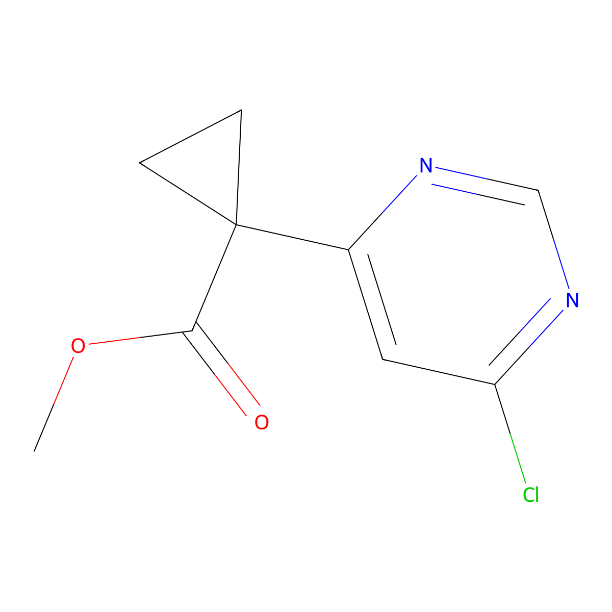 Methyl 1-(6-chloropyrimidin-4-yl)cyclopropane-1-carboxylate molecular structure, CAS 2445786-28-5