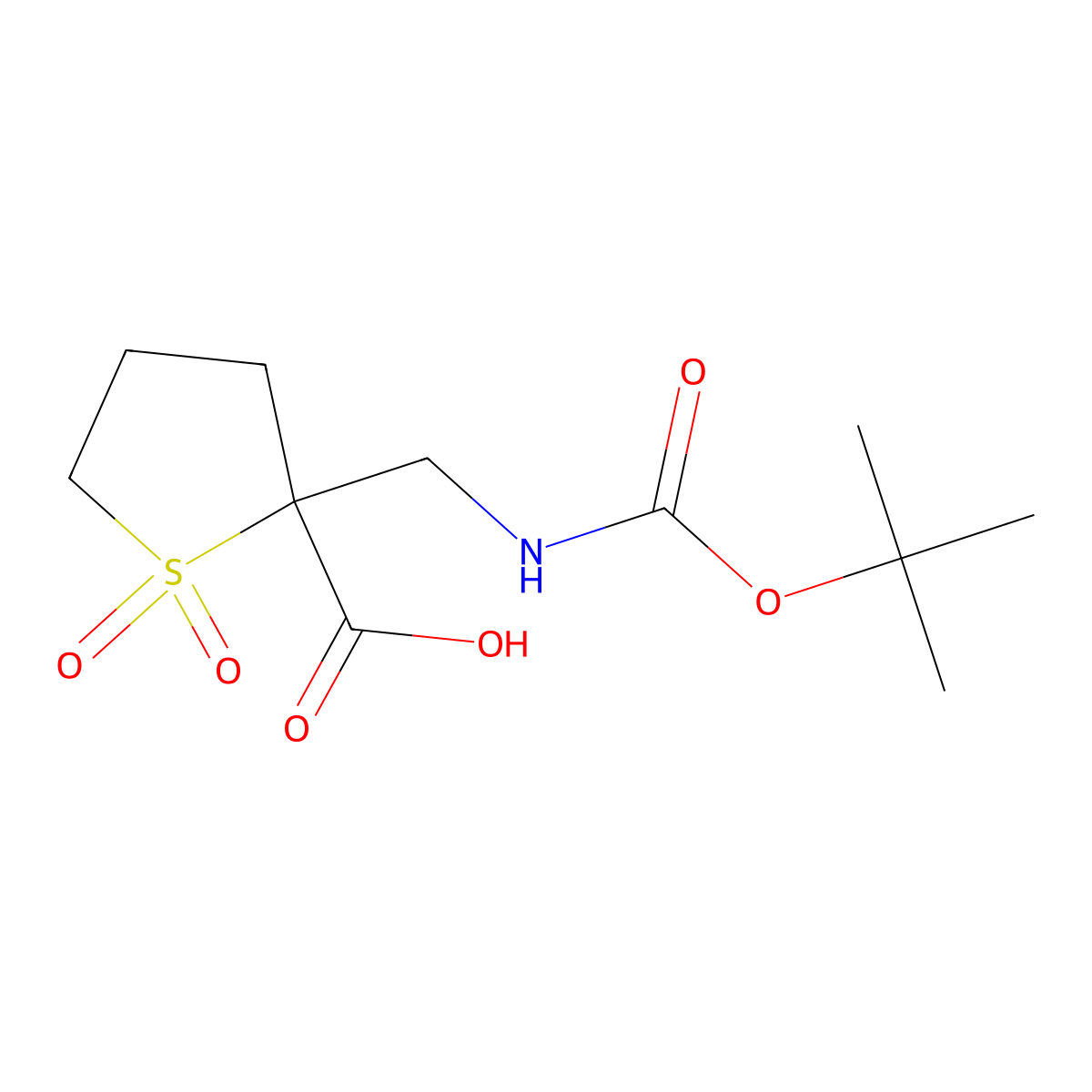 2-[[(2-Methylpropan-2-yl)oxycarbonylamino]methyl]-1,1-dioxothiolane-2-carboxylic acid molecular structure, CAS 2445786-31-0