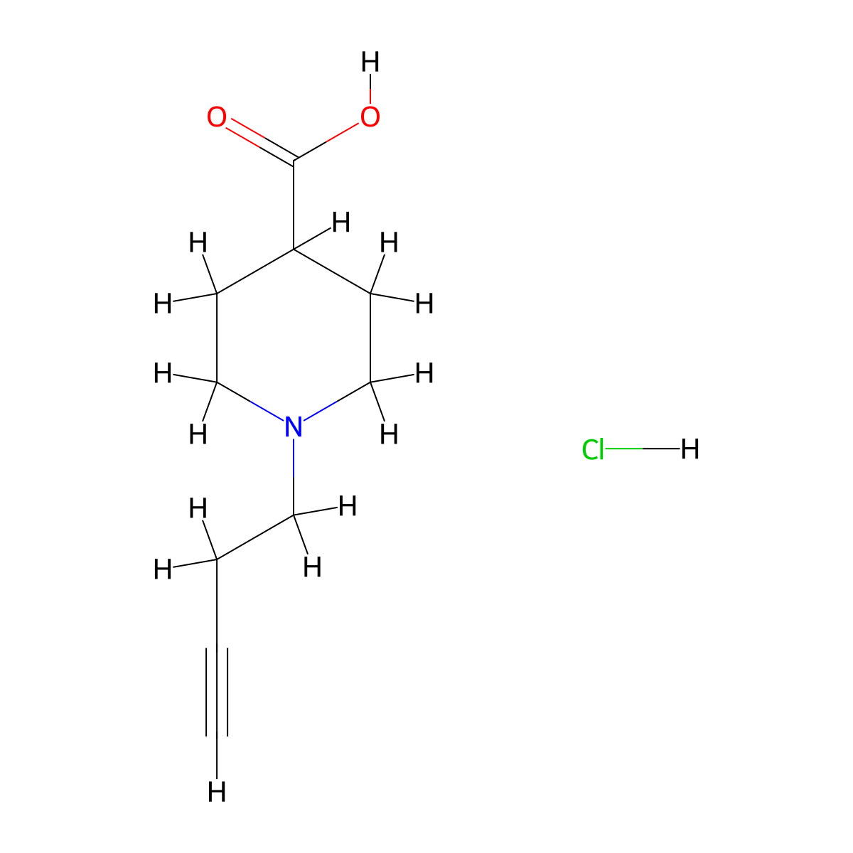 1-(But-3-yn-1-yl)piperidine-4-carboxylic acid hydrochloride molecular structure, CAS 2445786-33-2