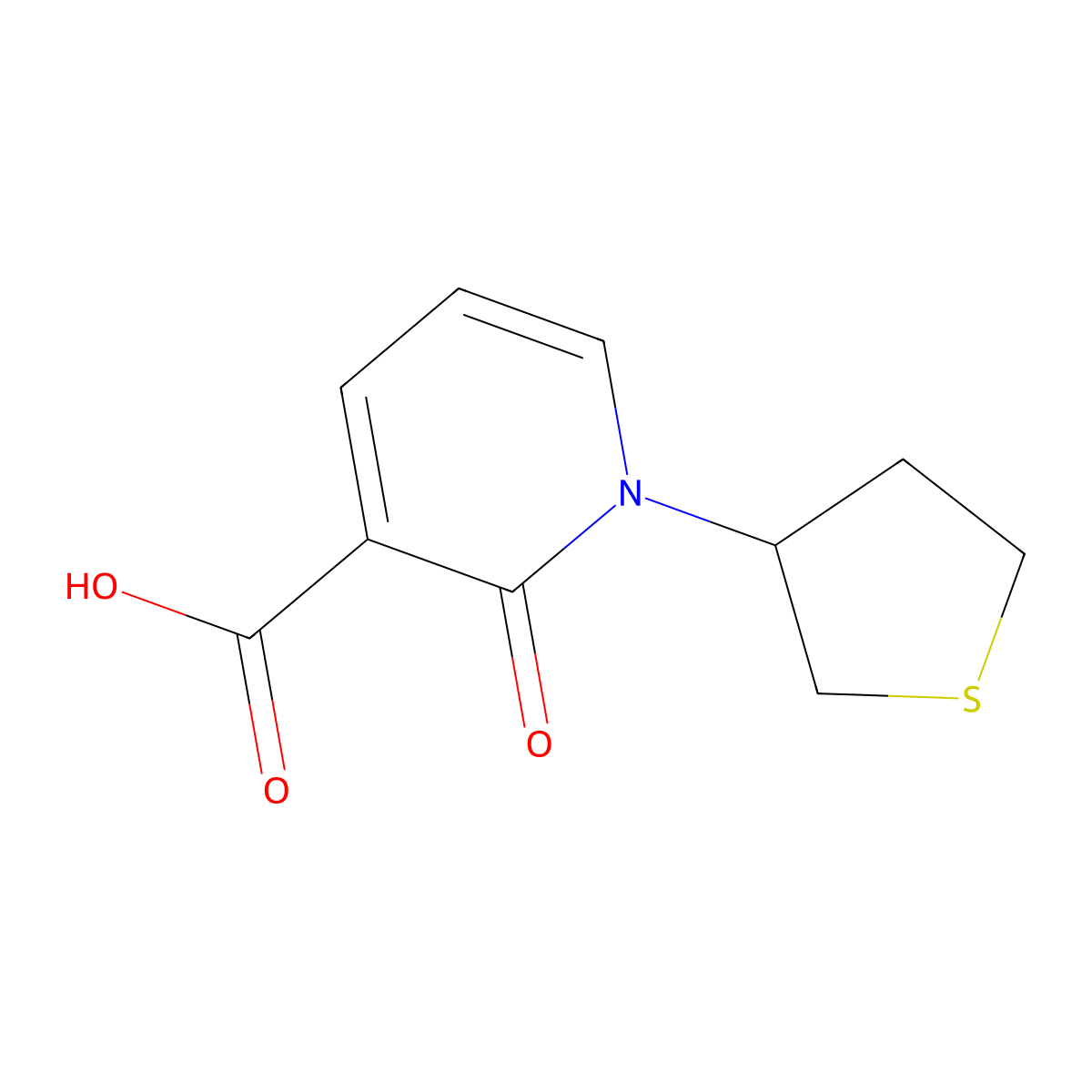 2-Oxo-1-(thiolan-3-yl)pyridine-3-carboxylic acid molecular structure, CAS 2445786-34-3