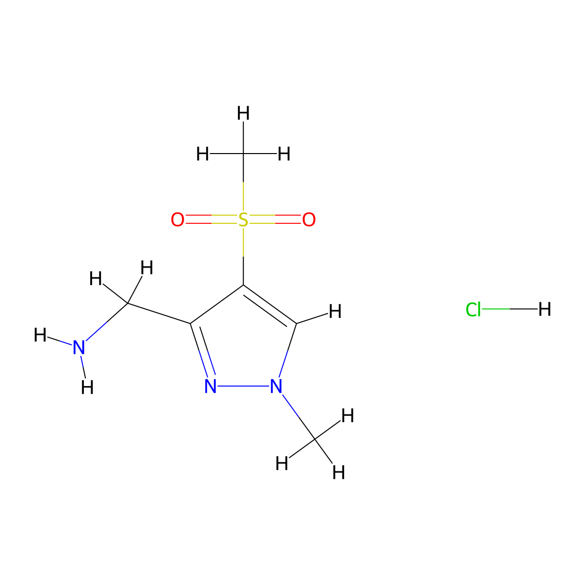(1-Methyl-4-methylsulfonylpyrazol-3-yl)methanamine;hydrochloride molecular structure, CAS 2445786-53-6