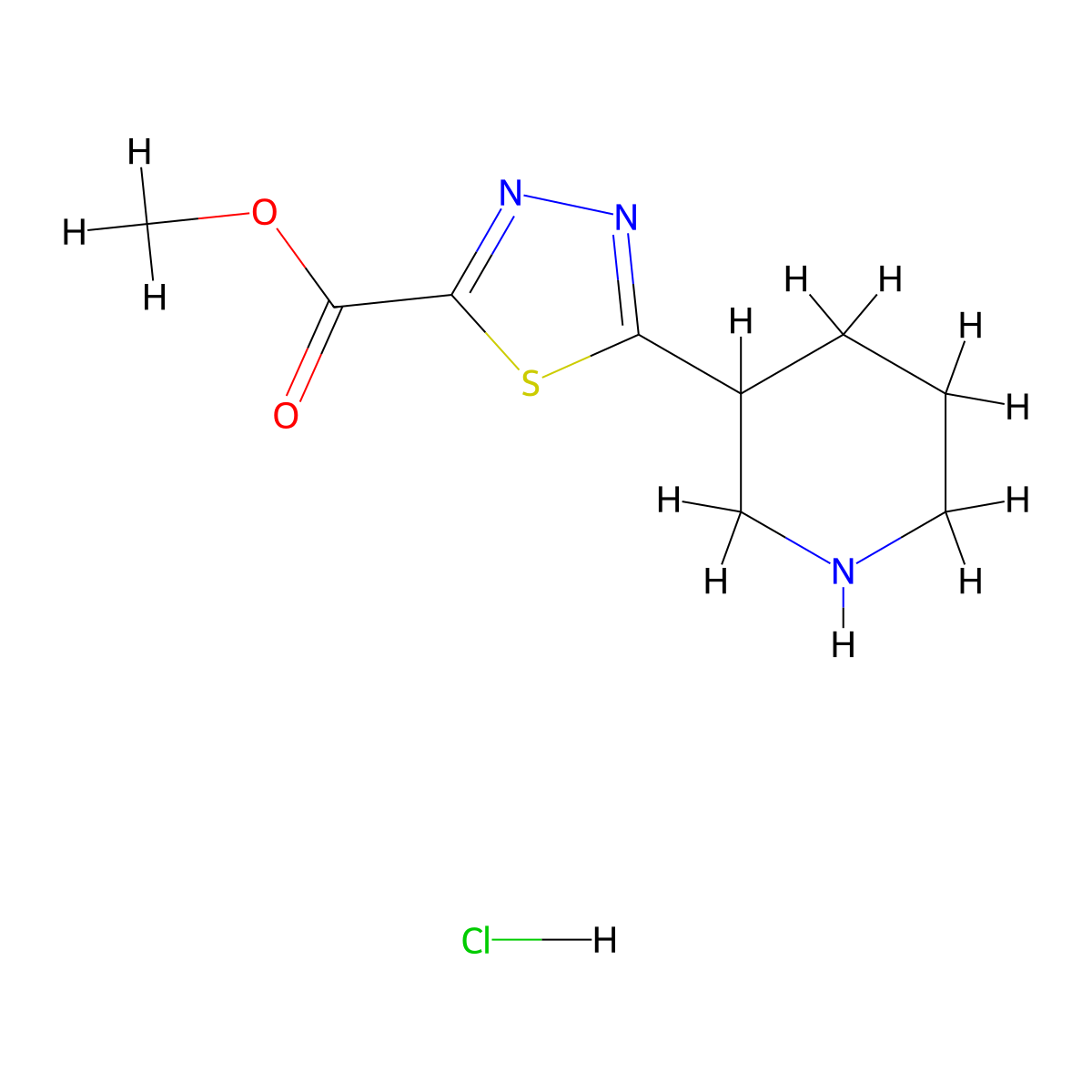 Methyl 5-(piperidin-3-yl)-1,3,4-thiadiazole-2-carboxylate hydrochloride molecular structure, CAS 2445786-60-5