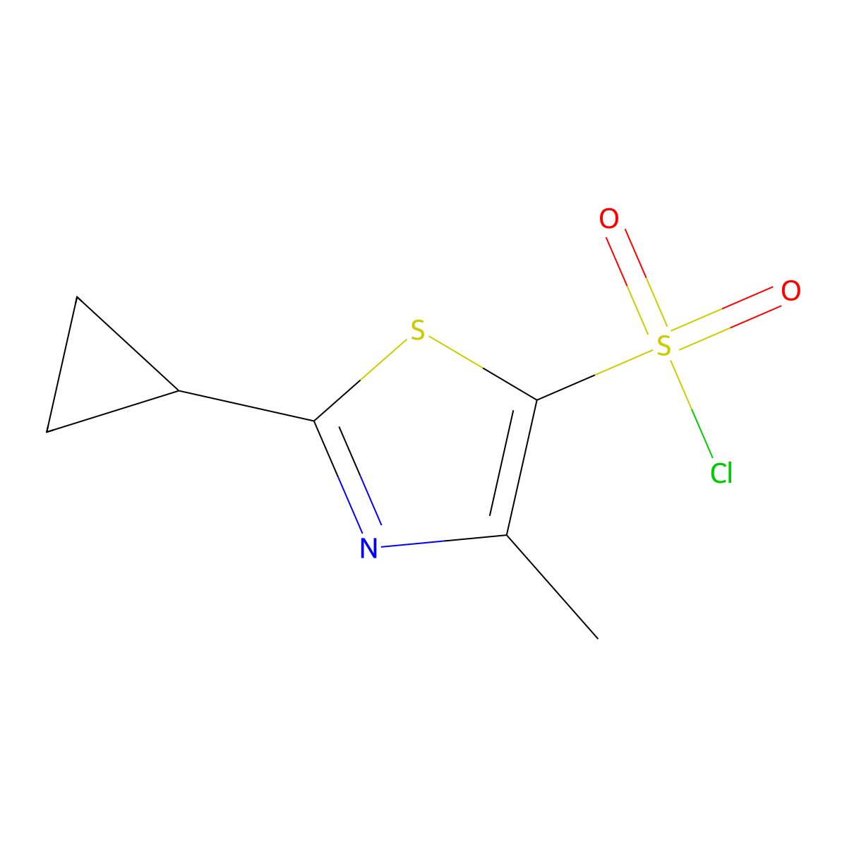 2-Cyclopropyl-4-methyl-1,3-thiazole-5-sulfonyl chloride molecular structure, CAS 2445786-63-8