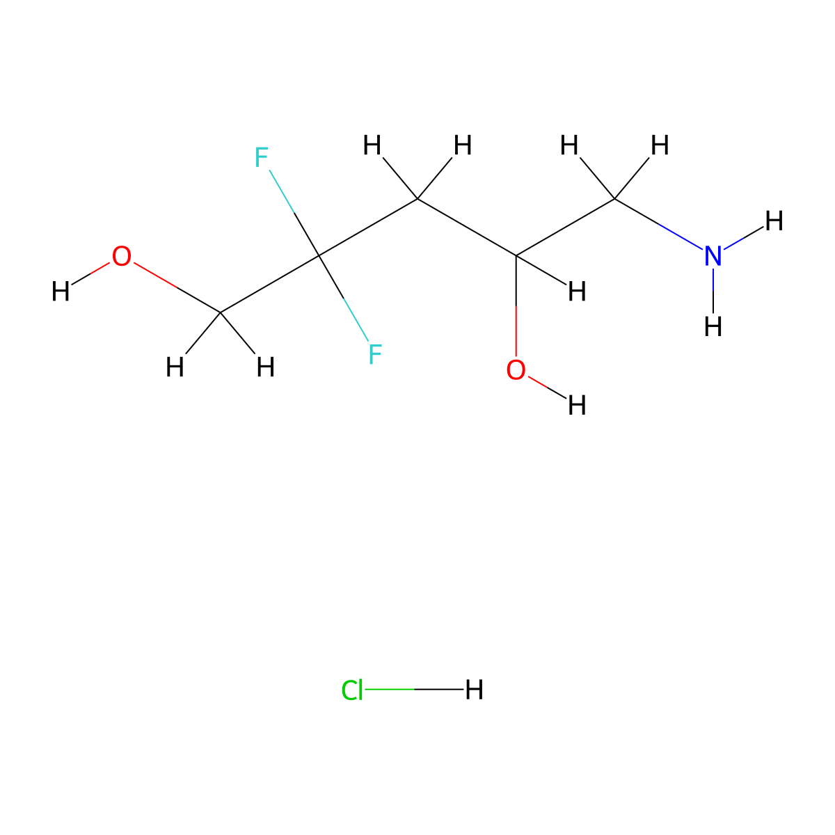 5-Amino-2,2-difluoropentane-1,4-diol hydrochloride molecular structure, CAS 2445786-76-3