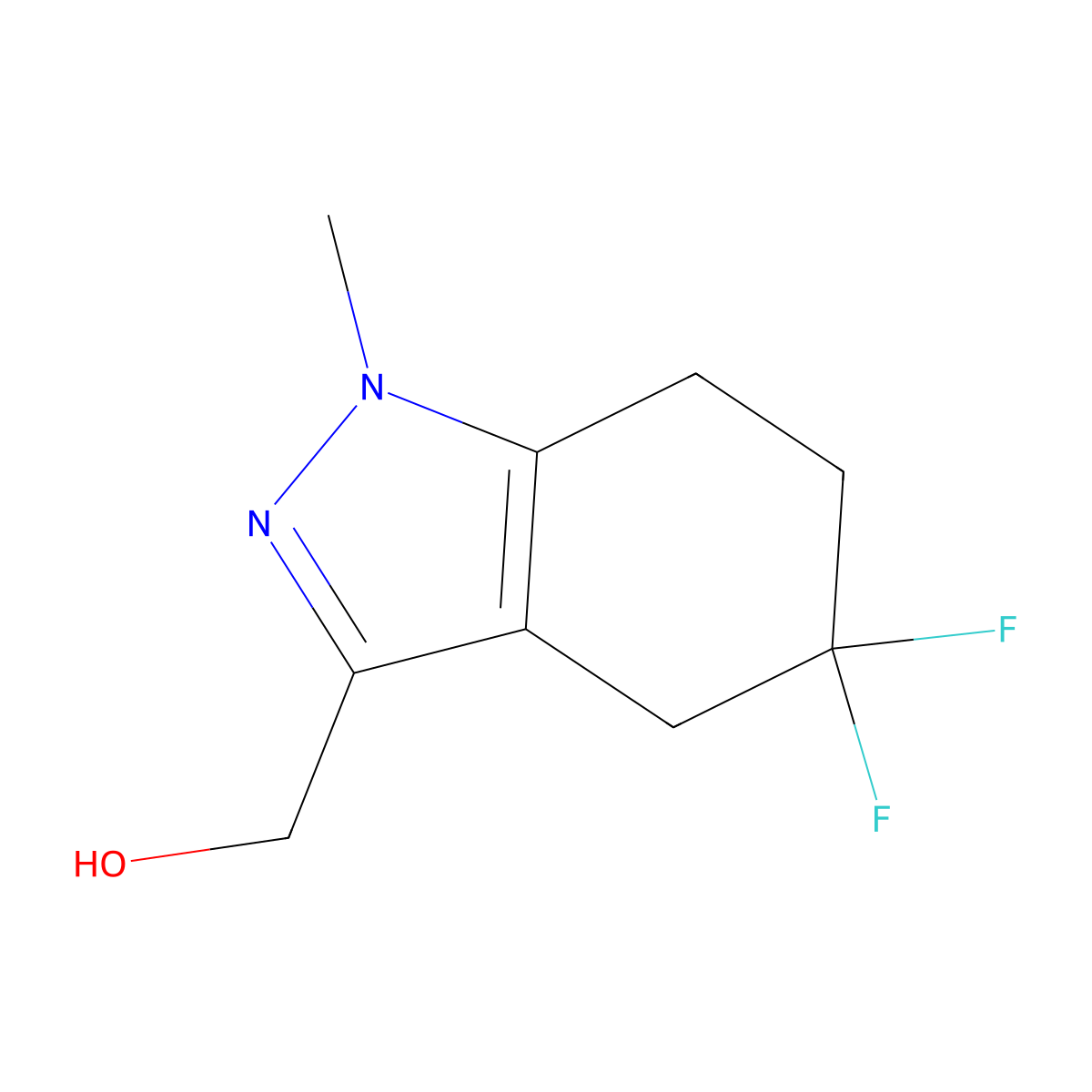 (5,5-difluoro-1-methyl-4,5,6,7-tetrahydro-1H-indazol-3-yl)methanol molecular structure, CAS 2445786-77-4