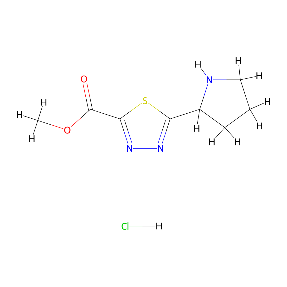 Methyl 5-pyrrolidin-2-yl-1,3,4-thiadiazole-2-carboxylate;hydrochloride molecular structure, CAS 2445786-83-2