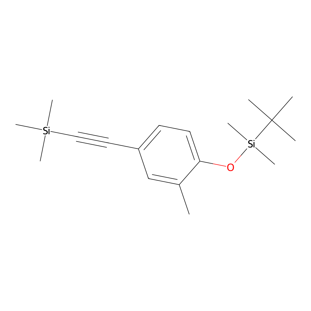 Tert-butyldimethyl{2-methyl-4-[2-(trimethylsilyl)ethynyl]phenoxy}silane molecular structure, CAS 2445790-24-7