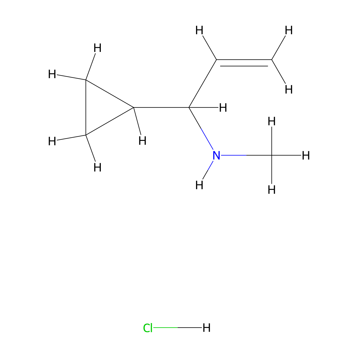 (1-Cyclopropylprop-2-en-1-yl)(methyl)aminehydrochloride molecular structure, CAS 2445790-31-6