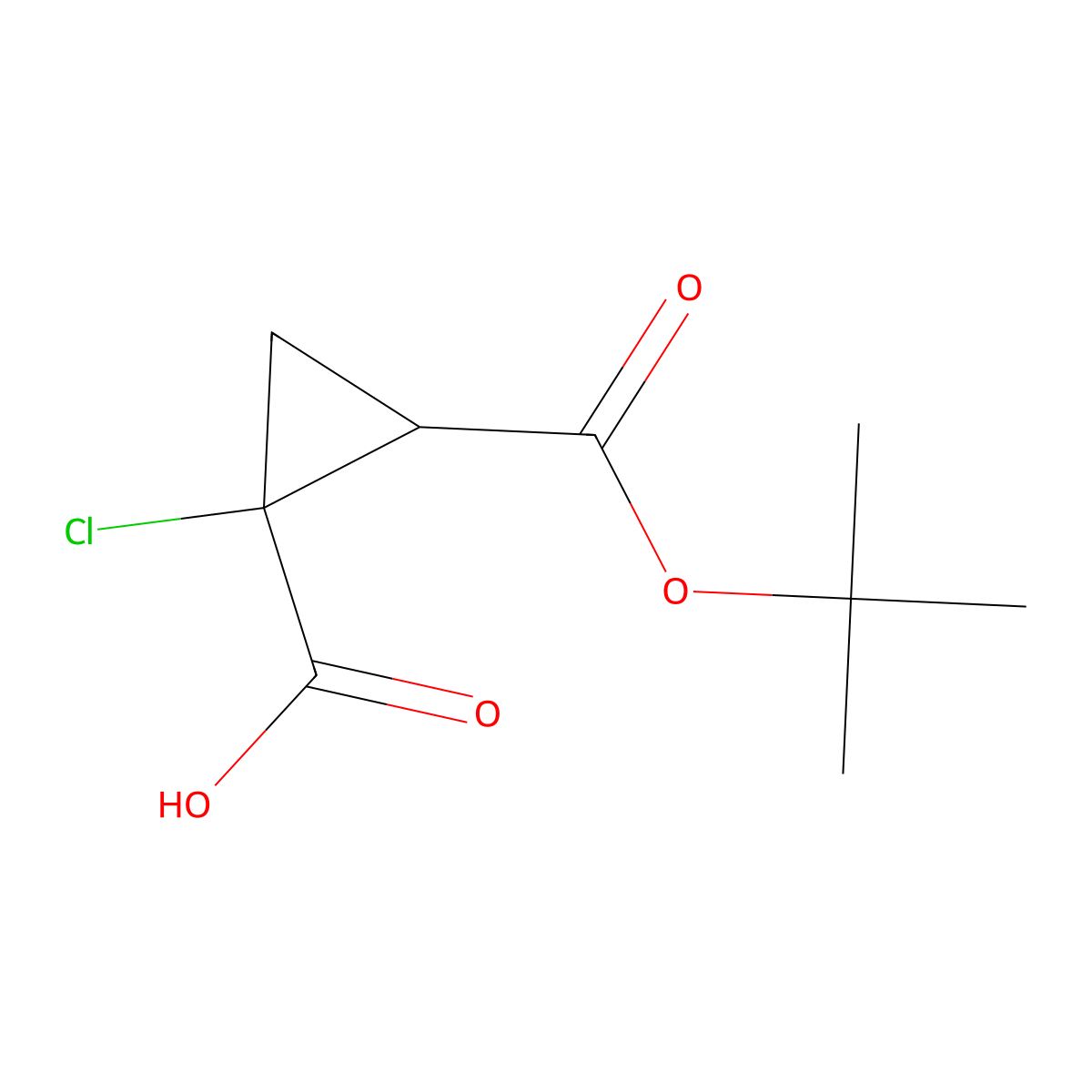 2-((Tert-butoxy)carbonyl)-1-chlorocyclopropane-1-carboxylic acid molecular structure, CAS 2445790-32-7