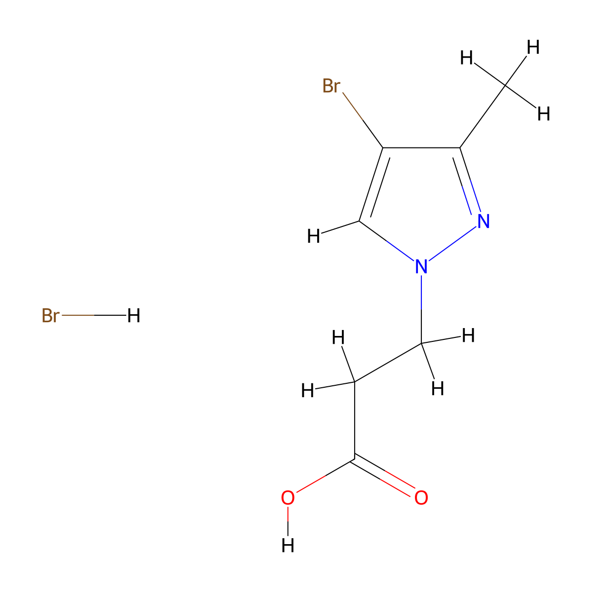 3-(4-bromo-3-methyl-1H-pyrazol-1-yl)propanoic acid hydrobromide molecular structure, CAS 2445790-33-8