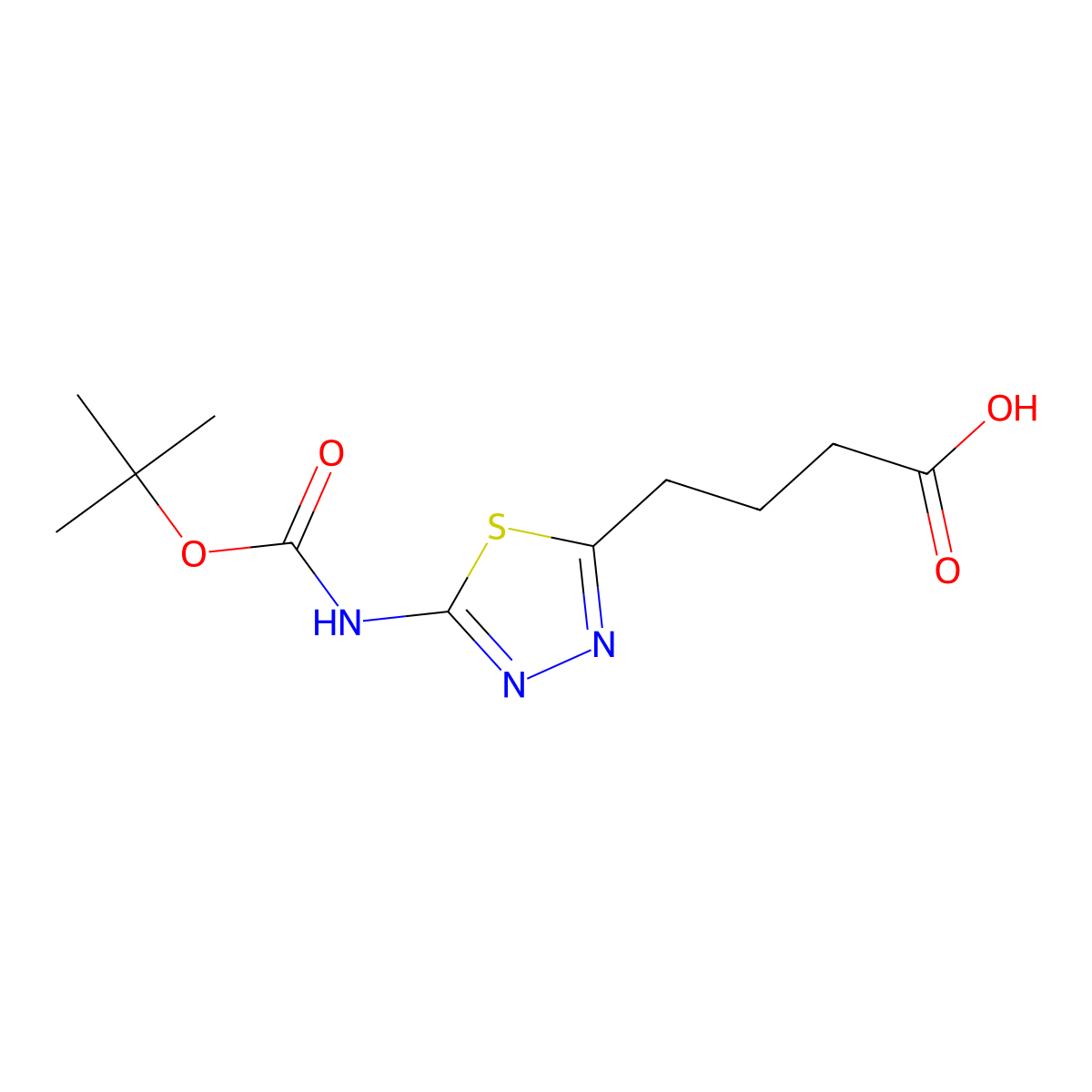 4-(5-{[(Tert-butoxy)carbonyl]amino}-1,3,4-thiadiazol-2-yl)butanoic acid molecular structure, CAS 2445790-36-1