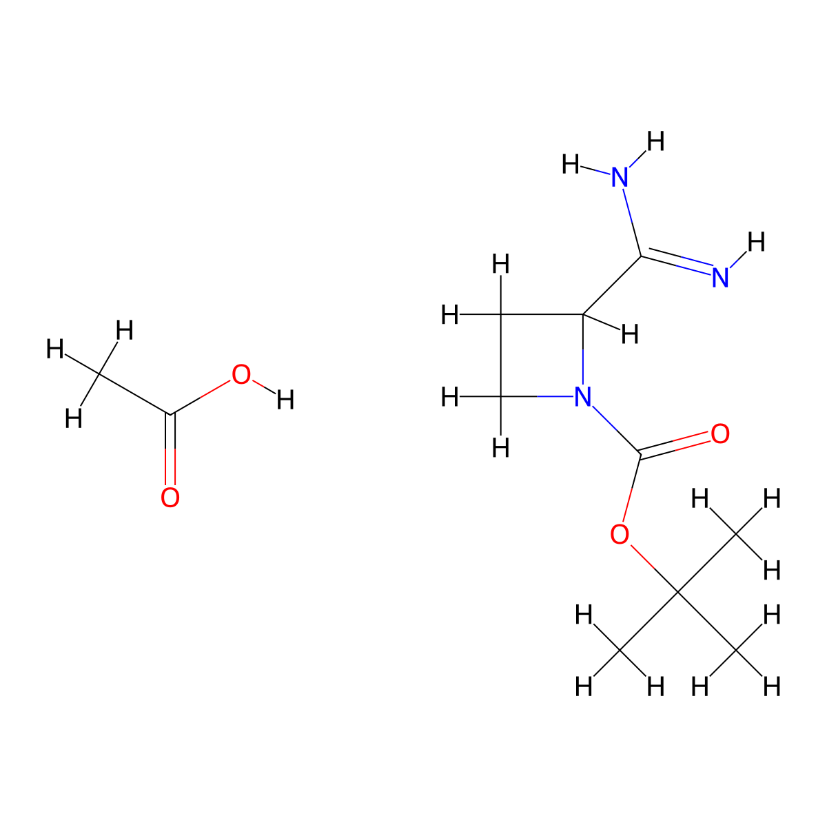 Acetic acid; tert-butyl 2-carbamimidoylazetidine-1-carboxylate molecular structure, CAS 2445790-44-1