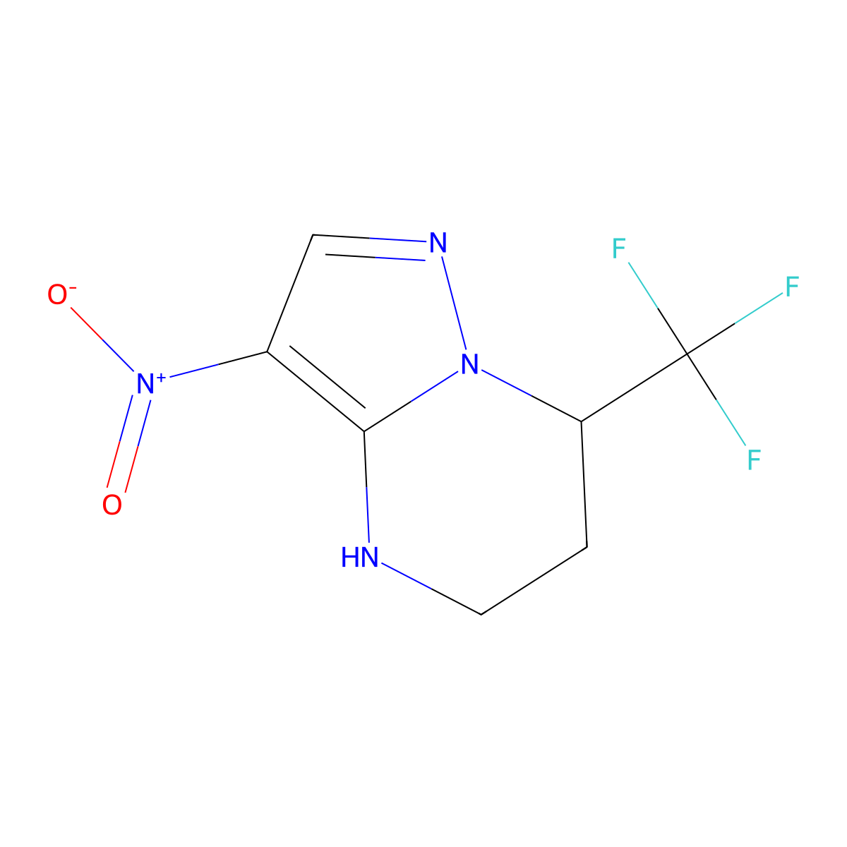 3-nitro-7-(trifluoromethyl)-4H,5H,6H,7H-pyrazolo[1,5-a]pyrimidine molecular structure, CAS 2445790-45-2