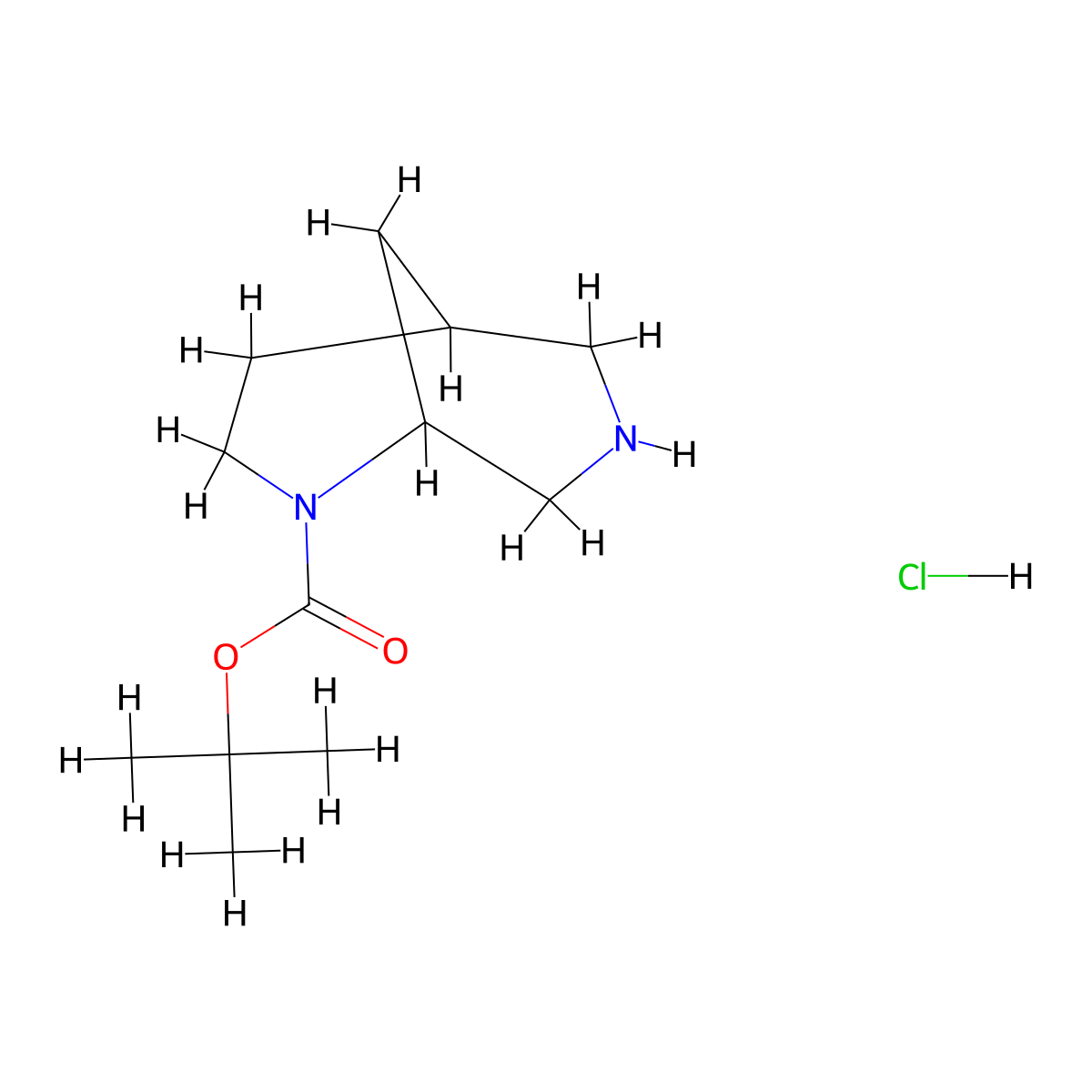 Tert-butyl2,7-diazabicyclo[3.3.1]nonane-2-carboxylatehydrochloride molecular structure, CAS 2445790-52-1