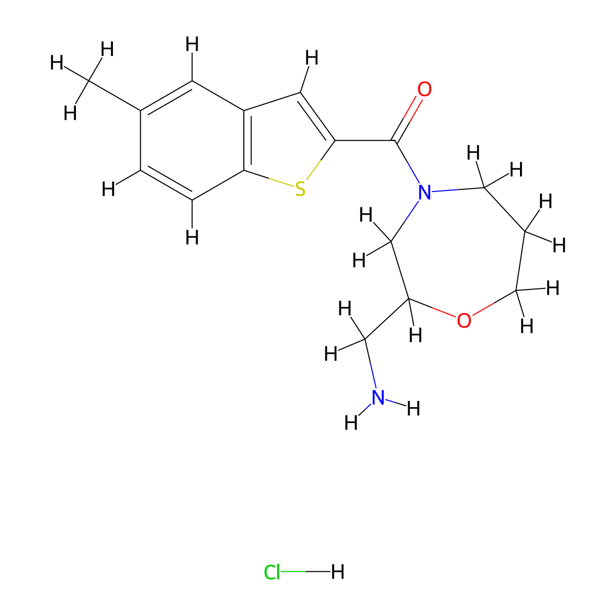 1-[4-(5-Methyl-1-benzothiophene-2-carbonyl)-1,4-oxazepan-2-yl]methanamine hydrochloride molecular structure, CAS 2445790-55-4