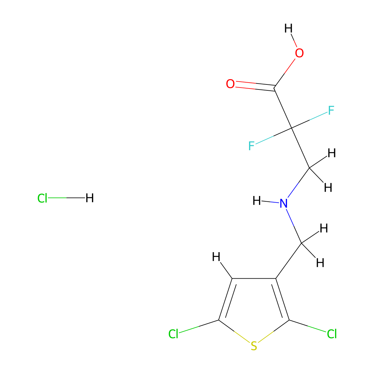 3-{[(2,5-Dichlorothiophen-3-yl)methyl]amino}-2,2-difluoropropanoicacidhydrochloride molecular structure, CAS 2445790-86-1