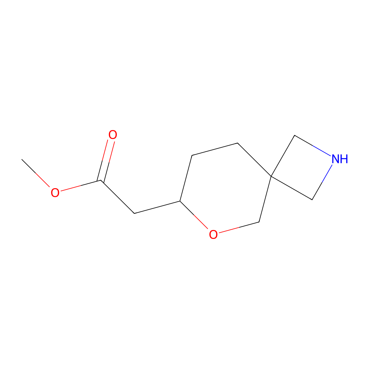 Methyl 2-{6-oxa-2-azaspiro[3.5]nonan-7-yl}acetate molecular structure, CAS 2445790-87-2