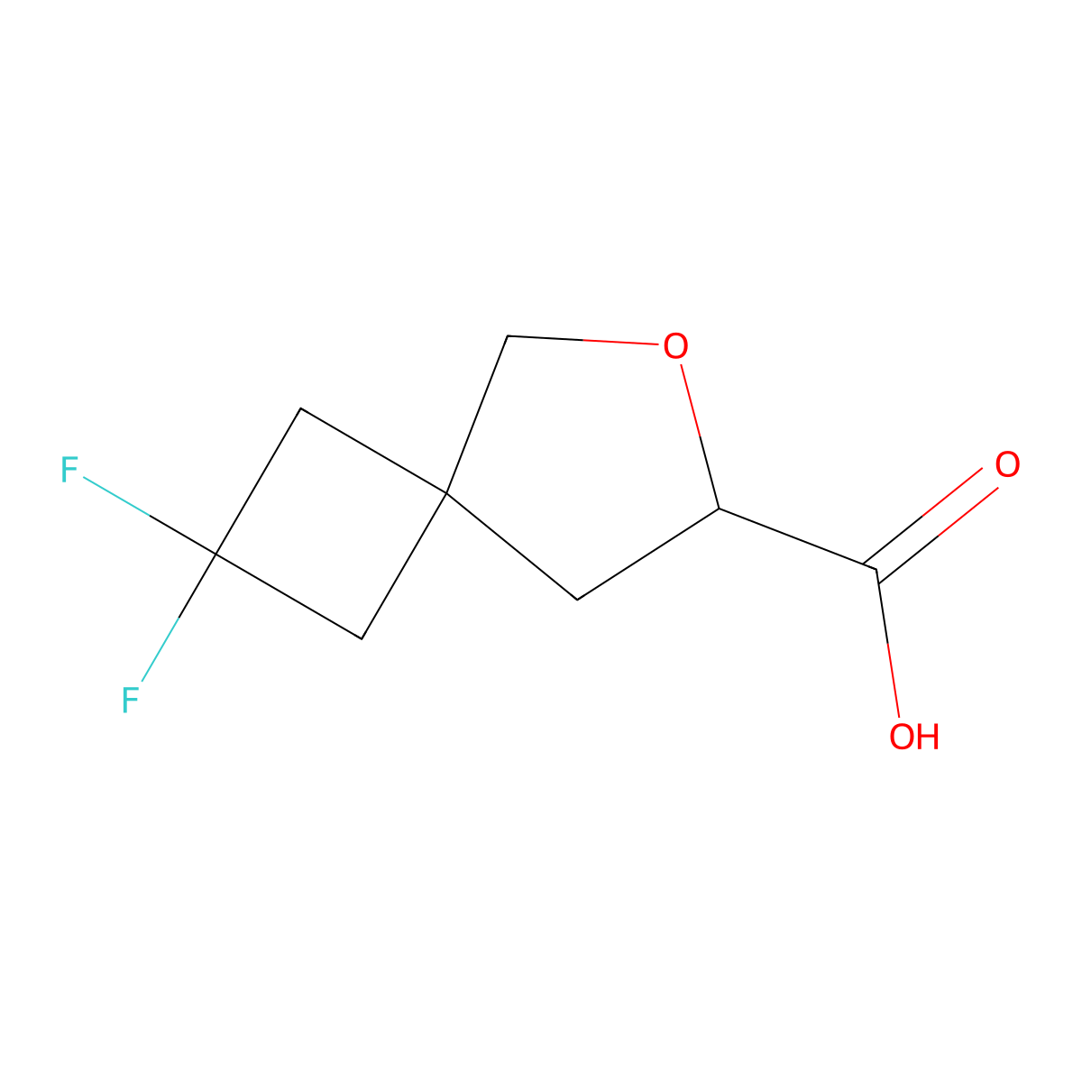 2,2-Difluoro-6-oxaspiro(3.4)octane-7-carboxylic acid molecular structure, CAS 2445790-92-9