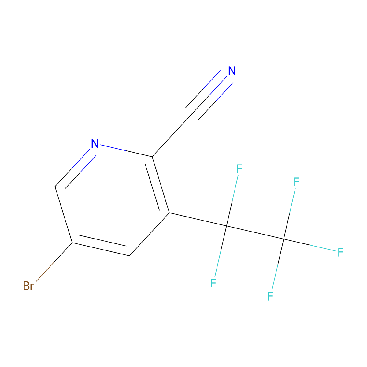 5-Bromo-3-(1,1,2,2,2-pentafluoroethyl)pyridine-2-carbonitrile molecular structure, CAS 2445790-95-2