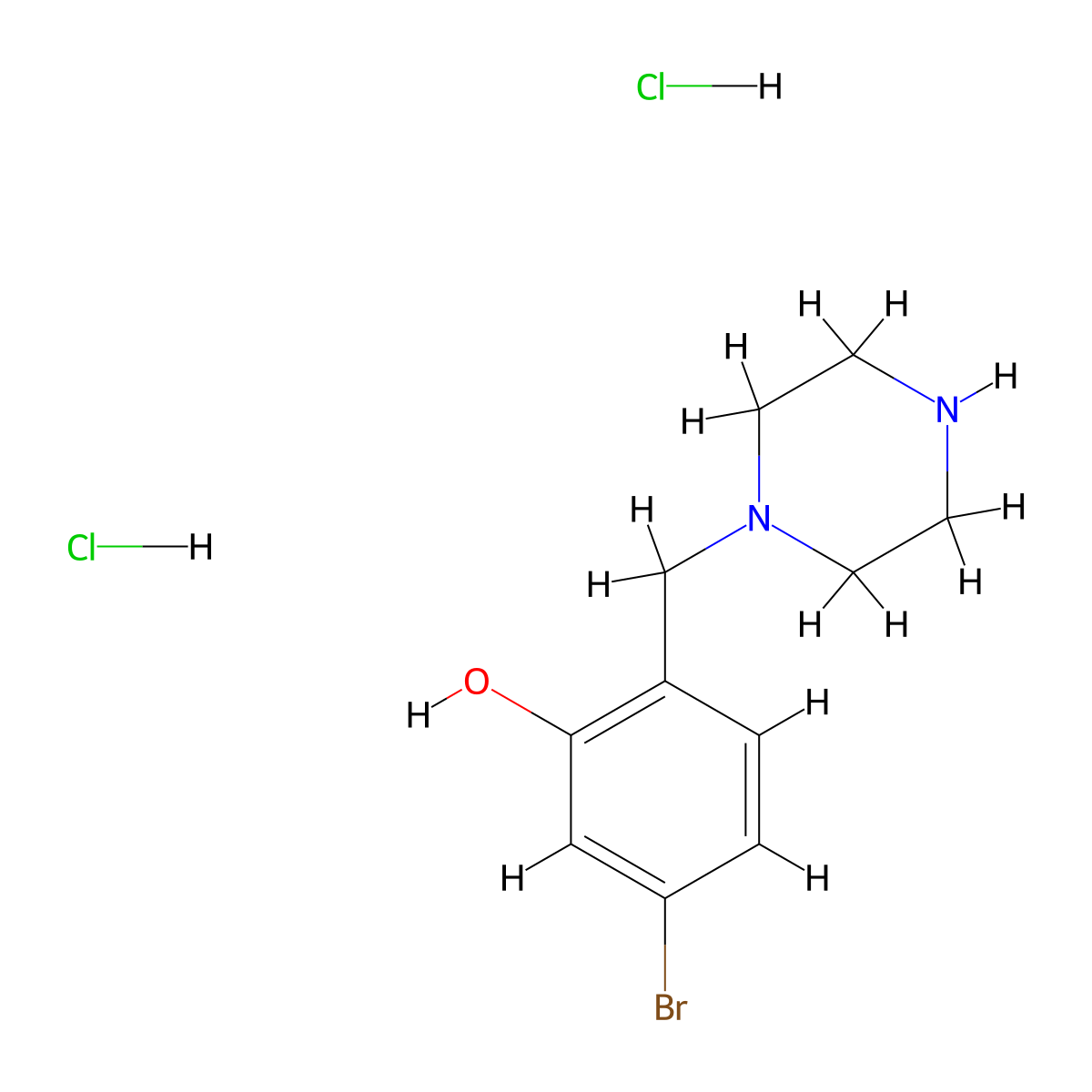 5-Bromo-2-(piperazin-1-ylmethyl)phenol;dihydrochloride molecular structure, CAS 2445791-03-5