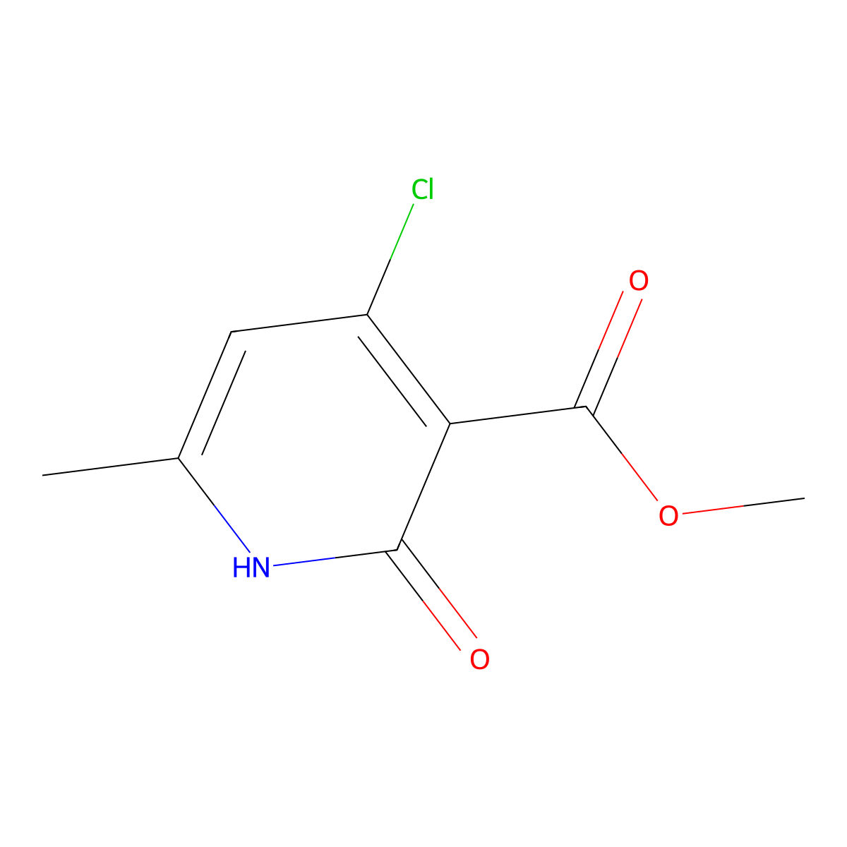 Methyl 4-chloro-6-methyl-2-oxo-1,2-dihydropyridine-3-carboxylate molecular structure, CAS 2445791-08-0