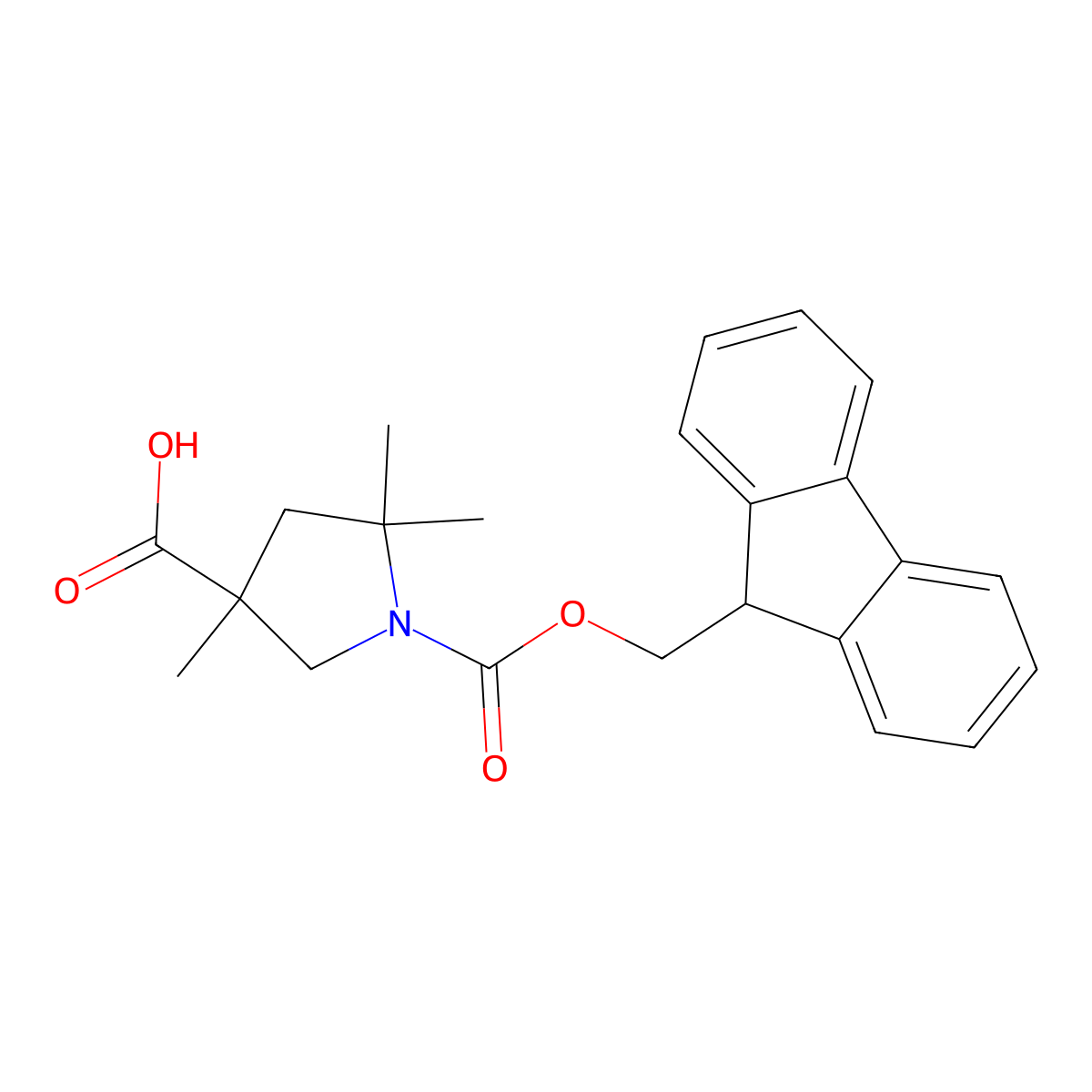 1-{[(9H-fluoren-9-yl)methoxy]carbonyl}-3,5,5-trimethylpyrrolidine-3-carboxylicacid molecular structure, CAS 2445791-37-5