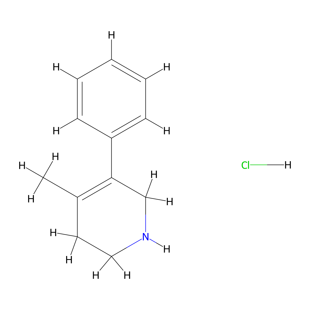 4-Methyl-5-phenyl-1,2,3,6-tetrahydropyridine hydrochloride molecular structure, CAS 2445791-45-5