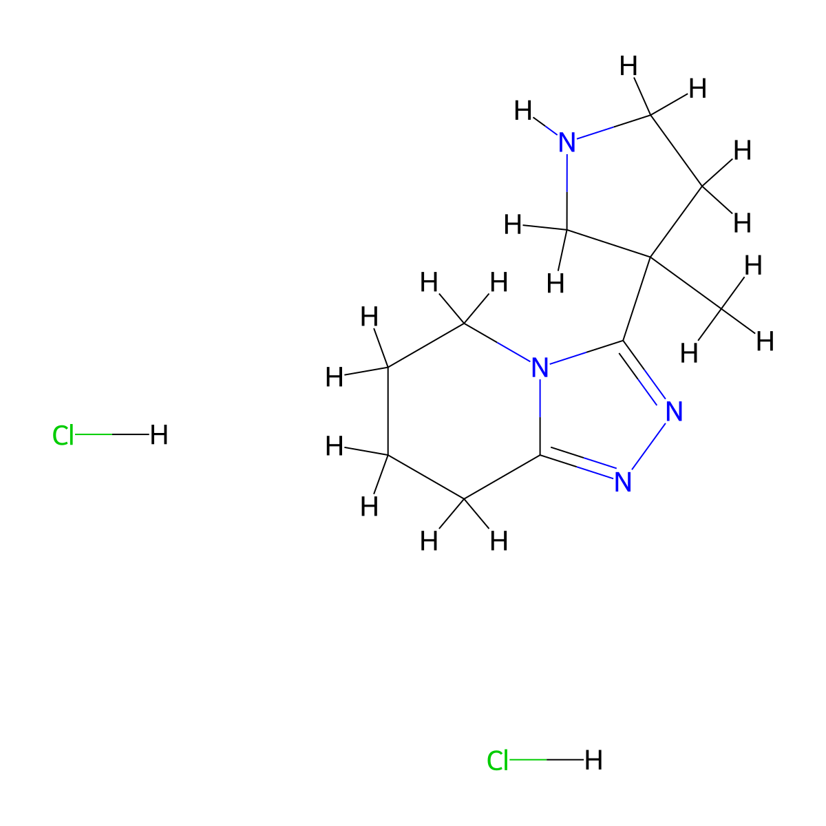 3-methyl-3-{5H,6H,7H,8H-[1,2,4]triazolo[4,3-a]pyridin-3-yl}pyrrolidine dihydrochloride molecular structure, CAS 2445791-50-2
