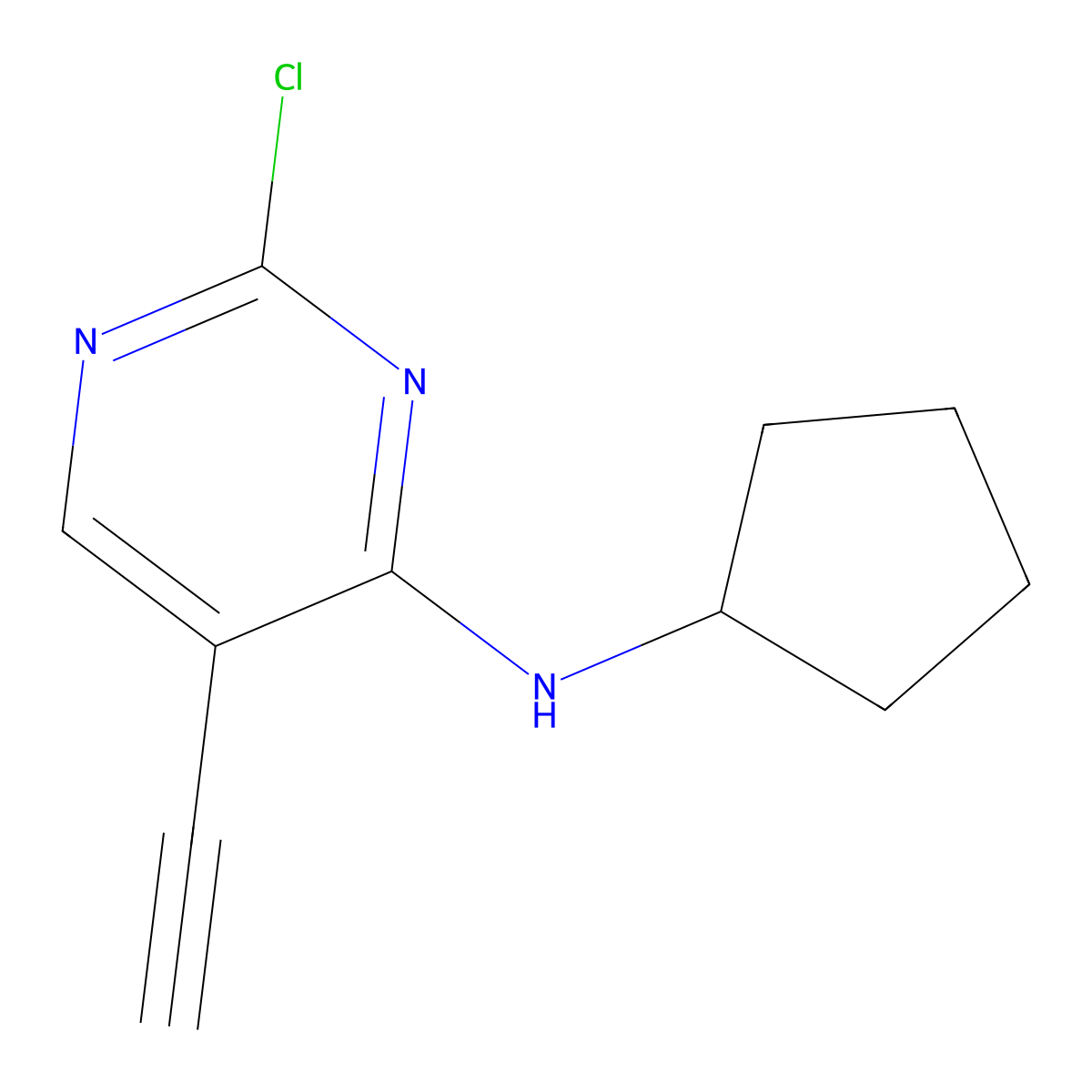 2-Chloro-N-cyclopentyl-5-ethynylpyrimidin-4-amine molecular structure, CAS 2445791-51-3